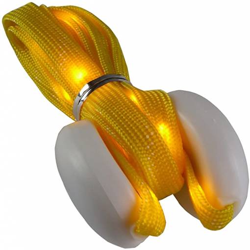 Foto - LED svietiace šnúrky do topánok, jeden pár - Svetlo žlté, 120 cm