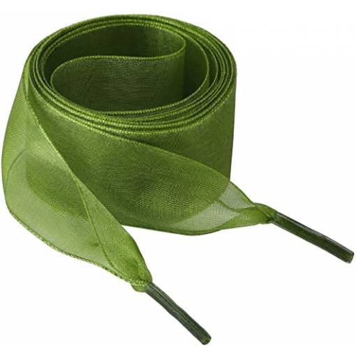 Foto - Saténové stuhové šnúrky do topánok, jeden pár - Zelené, 110 cm