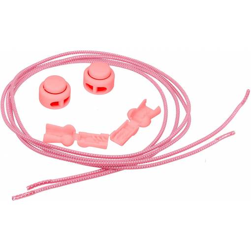 Foto - Gumové šnúrky do topánok so zarážkou, jeden pár - Ružovo biele, 100 cm