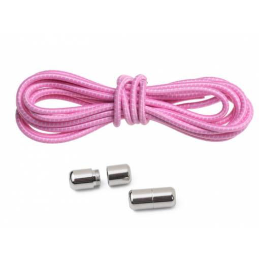Foto - Elastické šnúrky do topánok, jeden pár - Ružovo biele