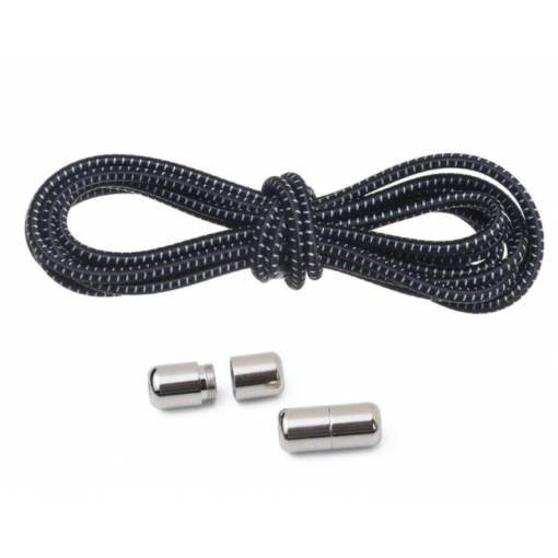 Foto - Elastické šnúrky do topánok, jeden pár - Čierno biele