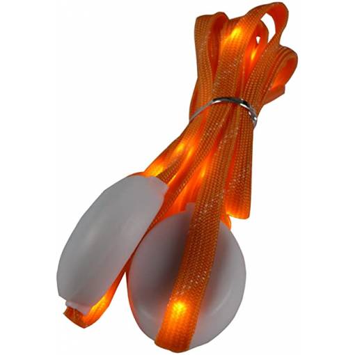 Foto - LED svietiace šnúrky do topánok, jeden pár - Tmavo oranžové, 120 cm