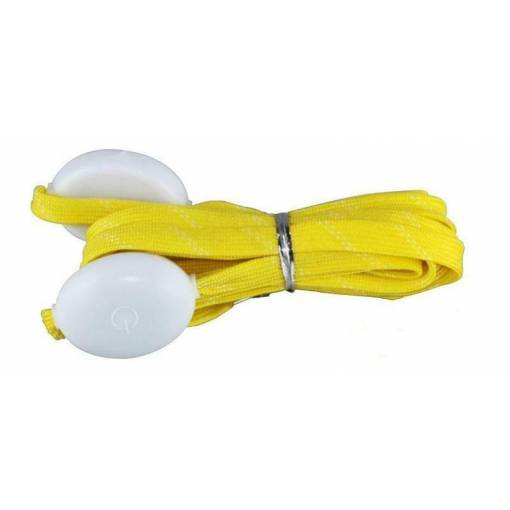 Foto - LED svietiace šnúrky do topánok, jeden pár - Žlté, 120 cm