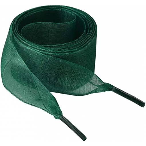 Foto - Saténové stuhové šnúrky do topánok, jeden pár - Tmavo zelené, 130 cm