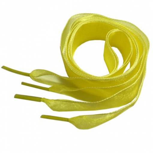 Foto - Saténové stuhové šnúrky do topánok, jeden pár - Žlté, 130 cm
