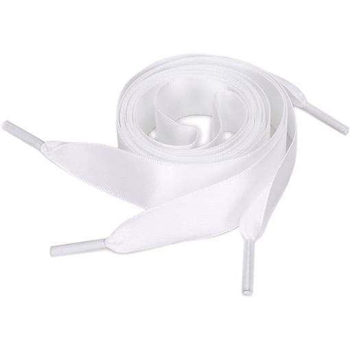 Foto - Hodvábné stuhové šnúrky do topánok alebo do mikiny, jeden pár - Biele, 110 cm