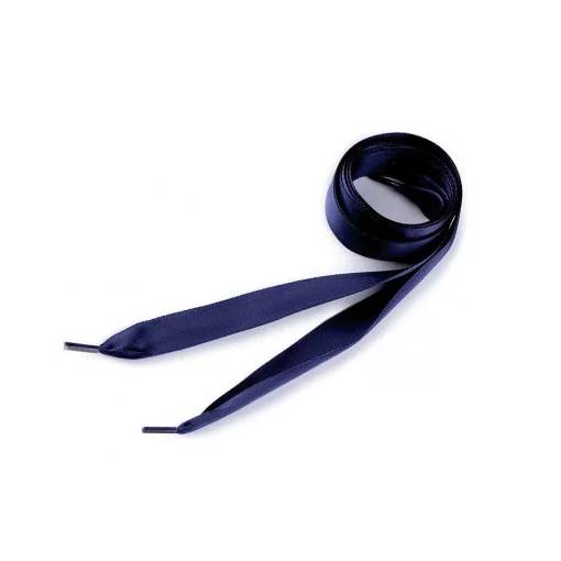 Foto - Hodvábné stuhové šnúrky do topánok alebo do mikiny, jeden pár - Námornícka modrá, 120 cm