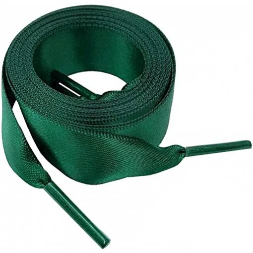 Foto - Hodvábné stuhové šnúrky do topánok alebo do mikiny, jeden pár - Tmavo zelené, 120 cm