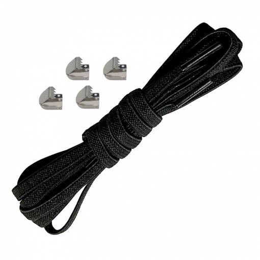 Foto - Elastické šnúrky do topánok široké, jeden pár - Typ A - Čierné, 100 cm
