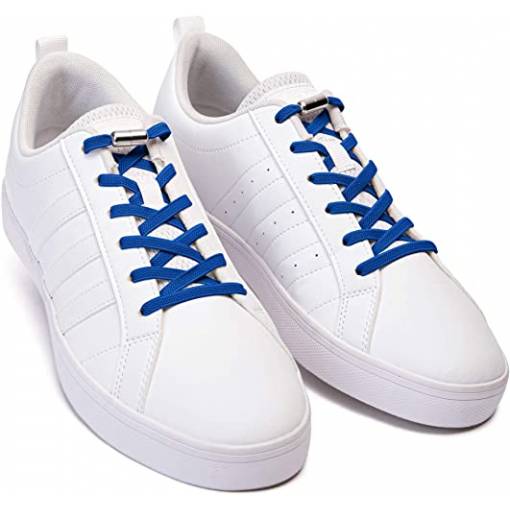 Foto - Elastické šnúrky do topánok široké, jeden pár - Typ B - Námornícka modrá, 100 cm