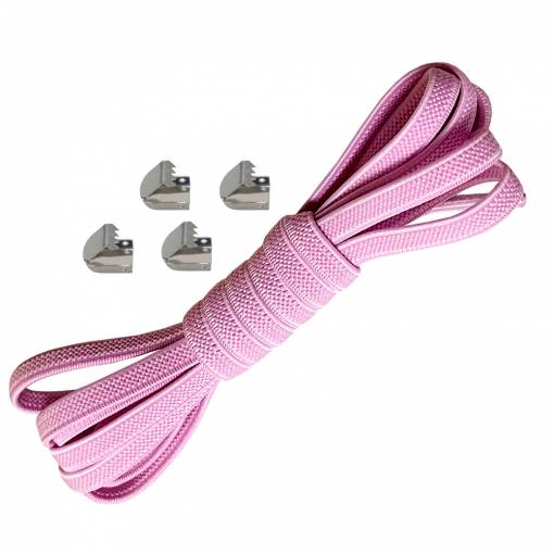 Foto - Elastické šnúrky do topánok široké, jeden pár - Typ A - Ružové, 100 cm