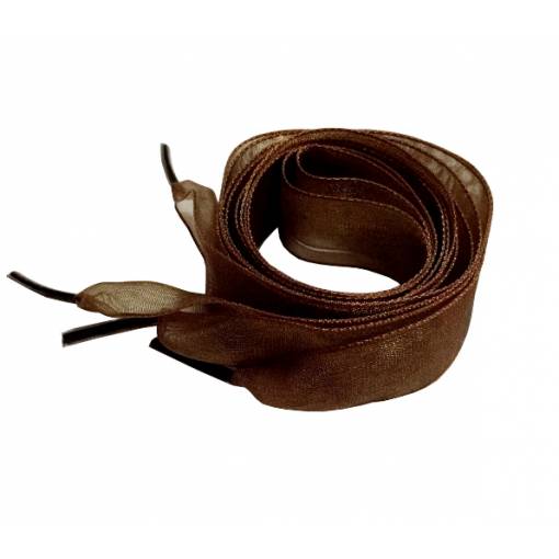 Foto - Saténové stuhové šnúrky do topánok, jeden pár - Hnedé, 120 cm
