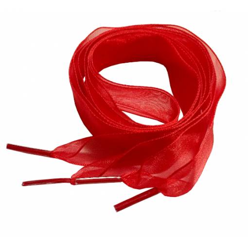Foto - Saténové stuhové šnúrky do topánok, jeden pár - Červené, 120 cm