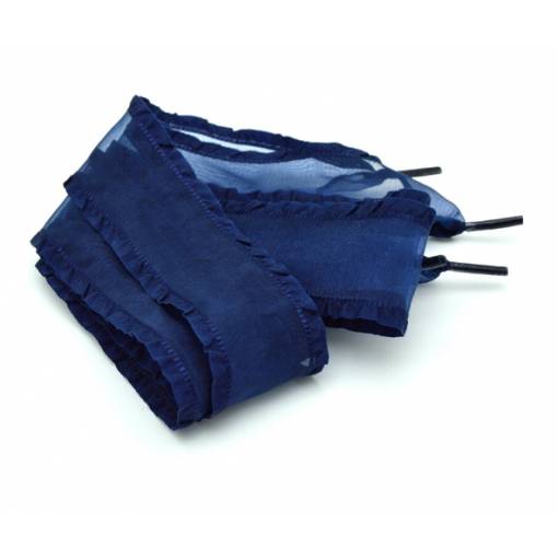 Foto - Saténové šnúrky s ozdobným okrajom, jeden pár - Tmavo modré, 120 cm