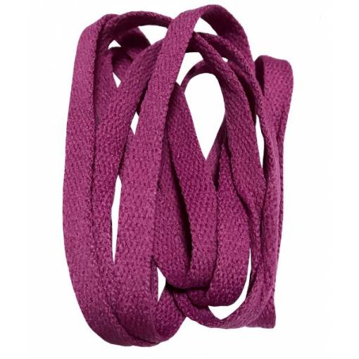 Foto - Široké šnúrky do topánok, jeden pár - Tmavo fialovo červené, 100 cm