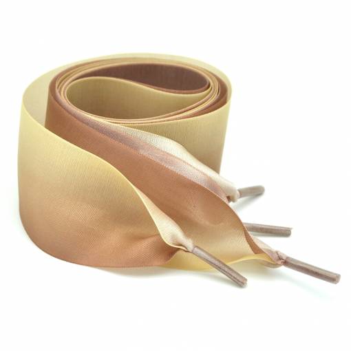 Foto - Saténové stuhové šnúrky do topánok, jeden pár - Zlato hnedé, 120 cm